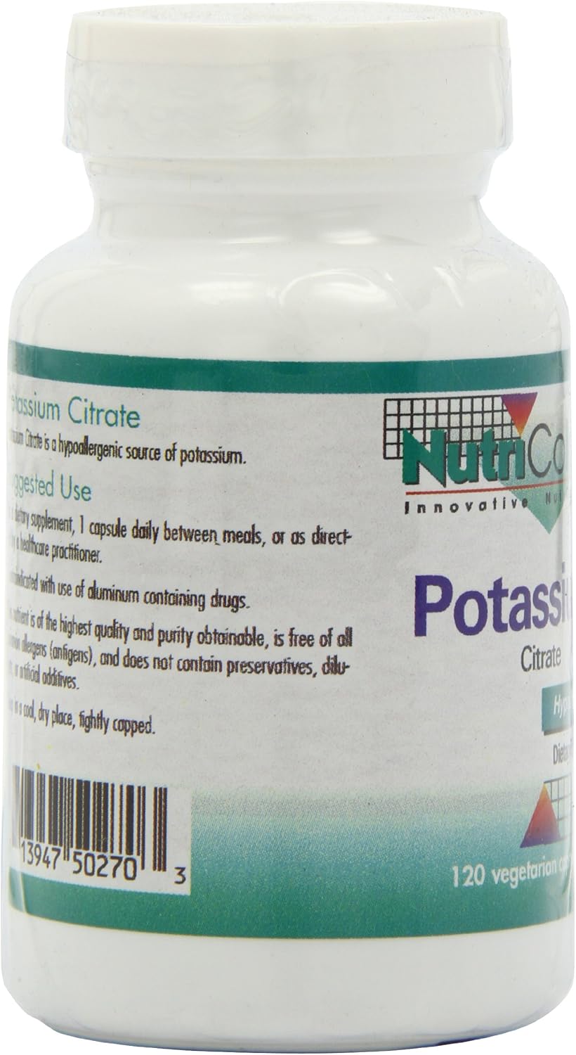 Organic Potassium Citrate Supplement 99mg - Vegetarian Capsules for Men & Women - Pure and Well-Absorbed - 120 Count