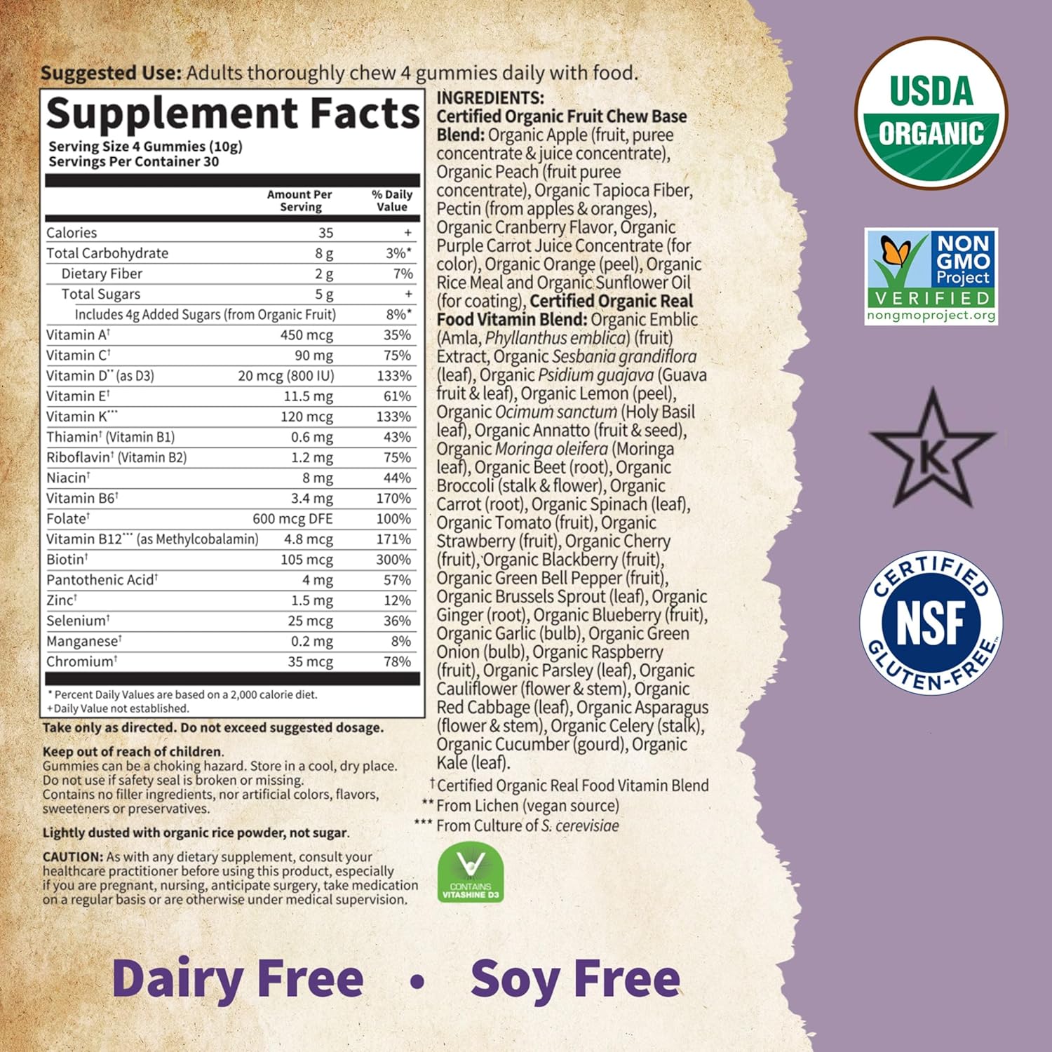Organic Prenatal Gummy Multivitamin with Vitamin D3, B6, B12, C & Folate - Non-GMO, Gluten-Free, Vegan - Berry Flavor - 30 Day Supply for Healthy Fetal Development