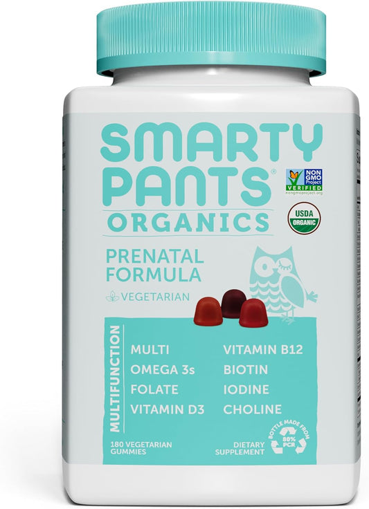Organic Prenatal Multivitamin Gummies with Omega 3, Biotin, Methylfolate, and Zinc - 180 Count