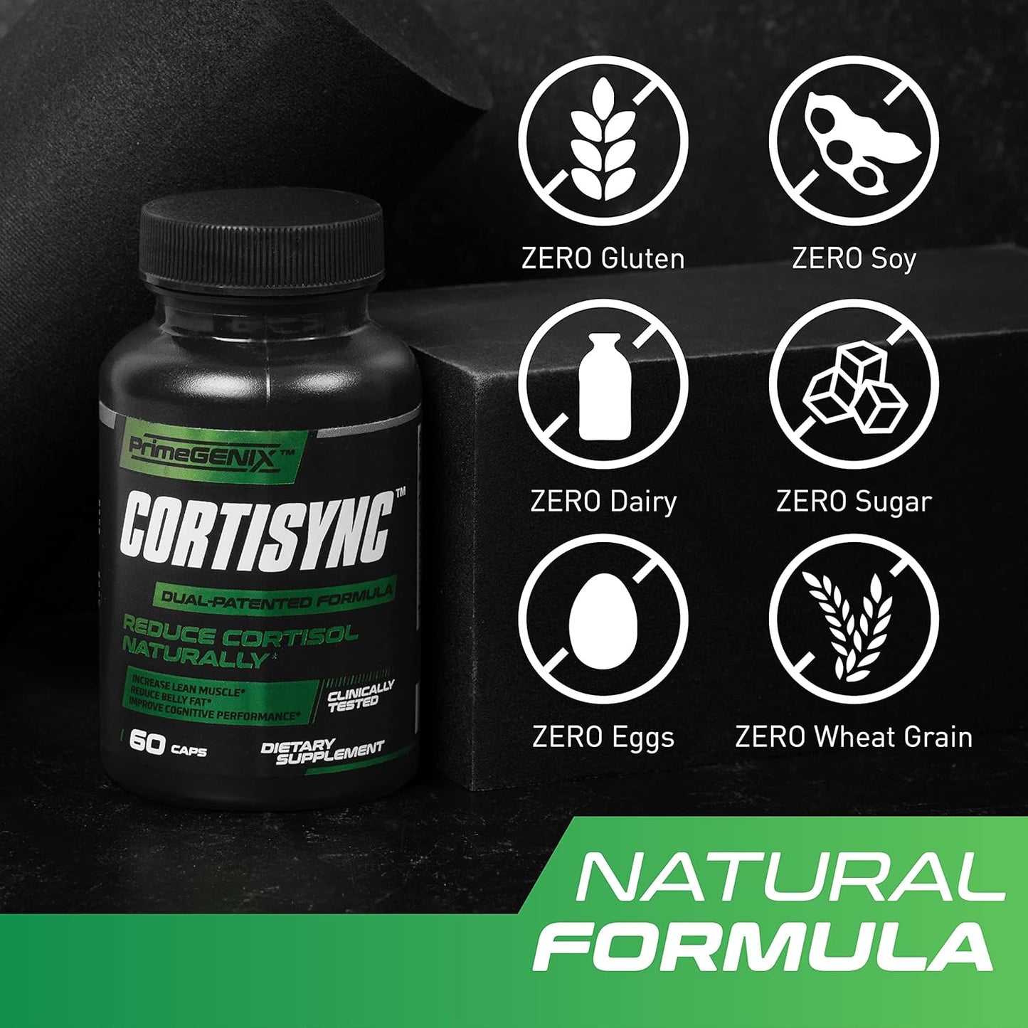 Organic PrimeGENIX CortiSync Supplement - Reduce Cortisol, Boost Energy, Enhance Focus