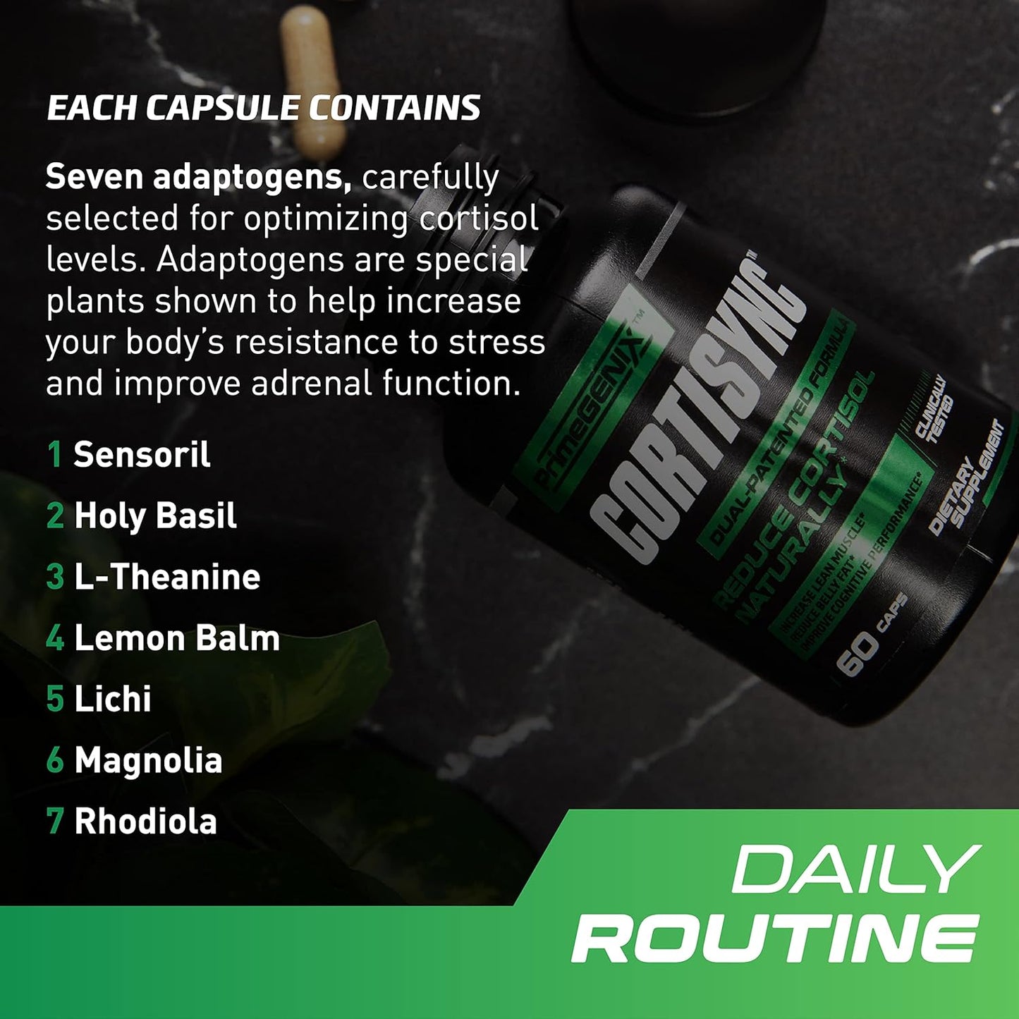 Organic PrimeGENIX CortiSync Supplement - Reduce Cortisol, Boost Energy, Enhance Focus