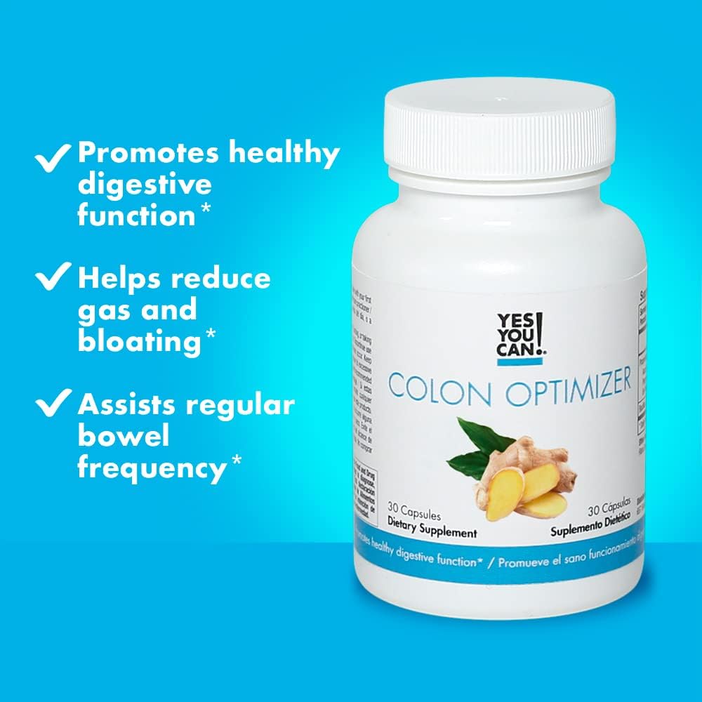 Organic Probiotic Colon Optimizer Supplement with Ginger and Peppermint - Gut Health for Men and Women, Digestive Health Support - 60 Capsules