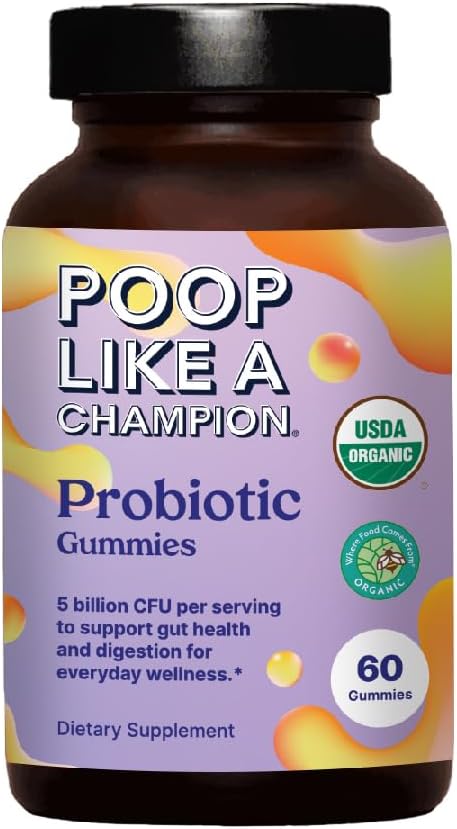 Organic Probiotic Gummies for Adults - Vegan, Non-GMO, Digestive Health Support - 60 Gummies