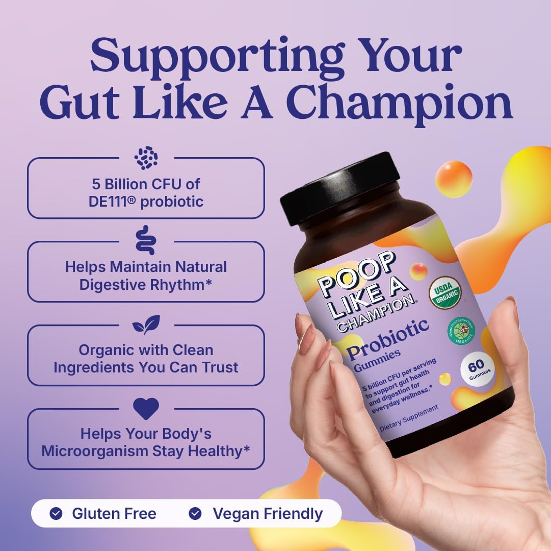 Organic Probiotic Gummies for Adults - Vegan, Non-GMO, Digestive Health Support - 60 Gummies