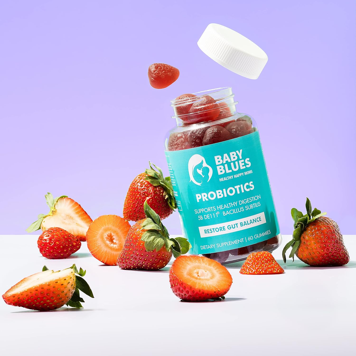 Organic Probiotic Gummy Vitamins for Moms - Strawberry Flavor - 5 Billion CFU