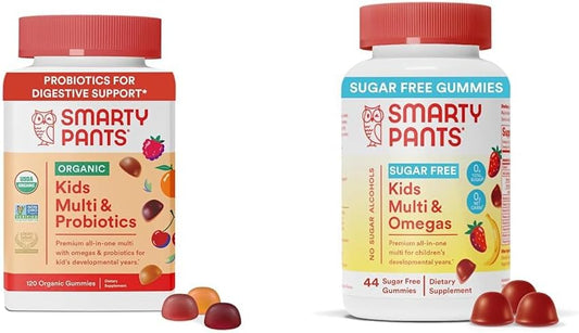 Organic Probiotic Multivitamin Gummies Bundle for Kids: Immune Support with Omega 3, Vitamins D3, C, B12, B6, A, K & Zinc - 164 Count