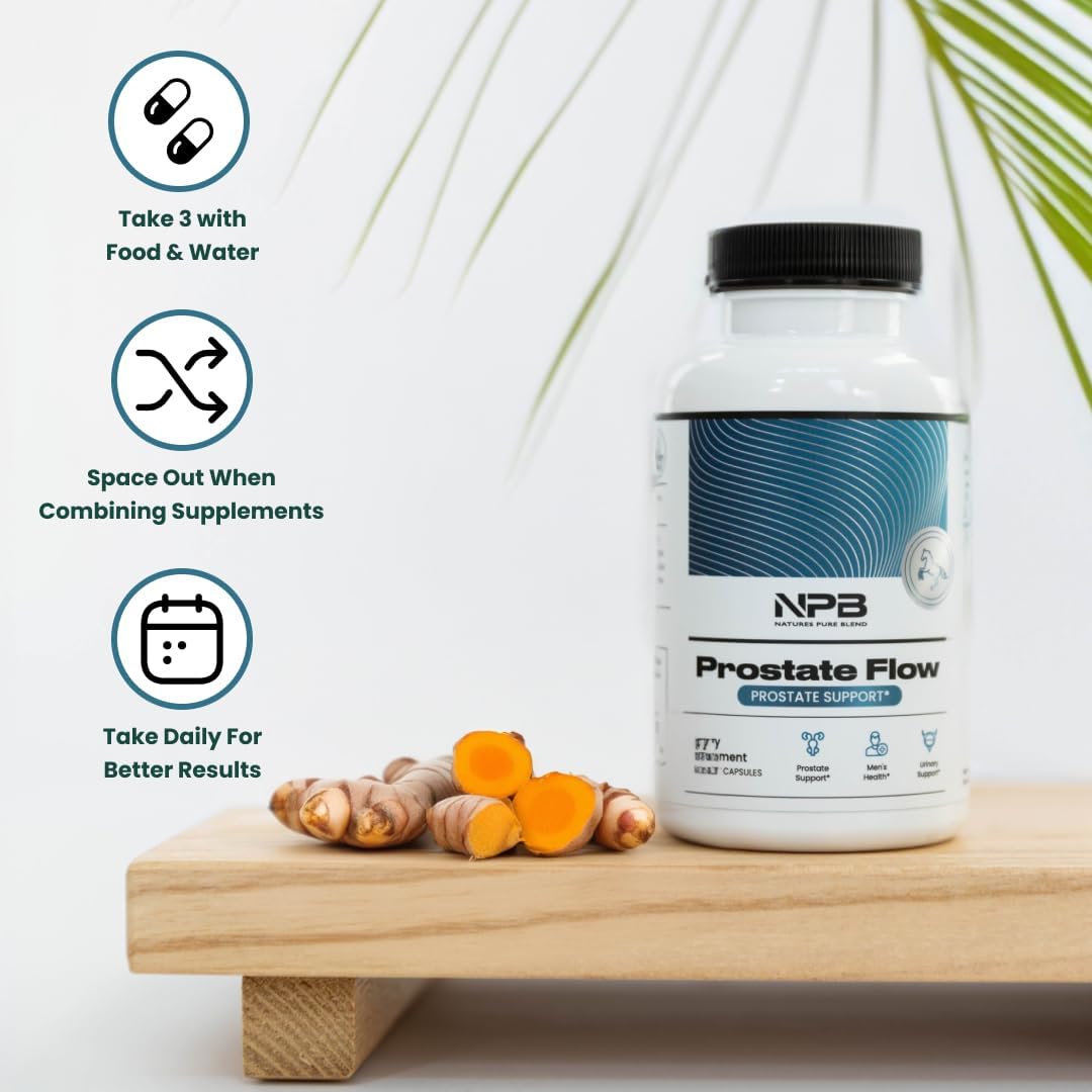 Organic Prostate Support Capsules with Saw Palmetto, Turmeric, Green Tea, and Cranberry - Men's Health and Urinary Support - 90 Count