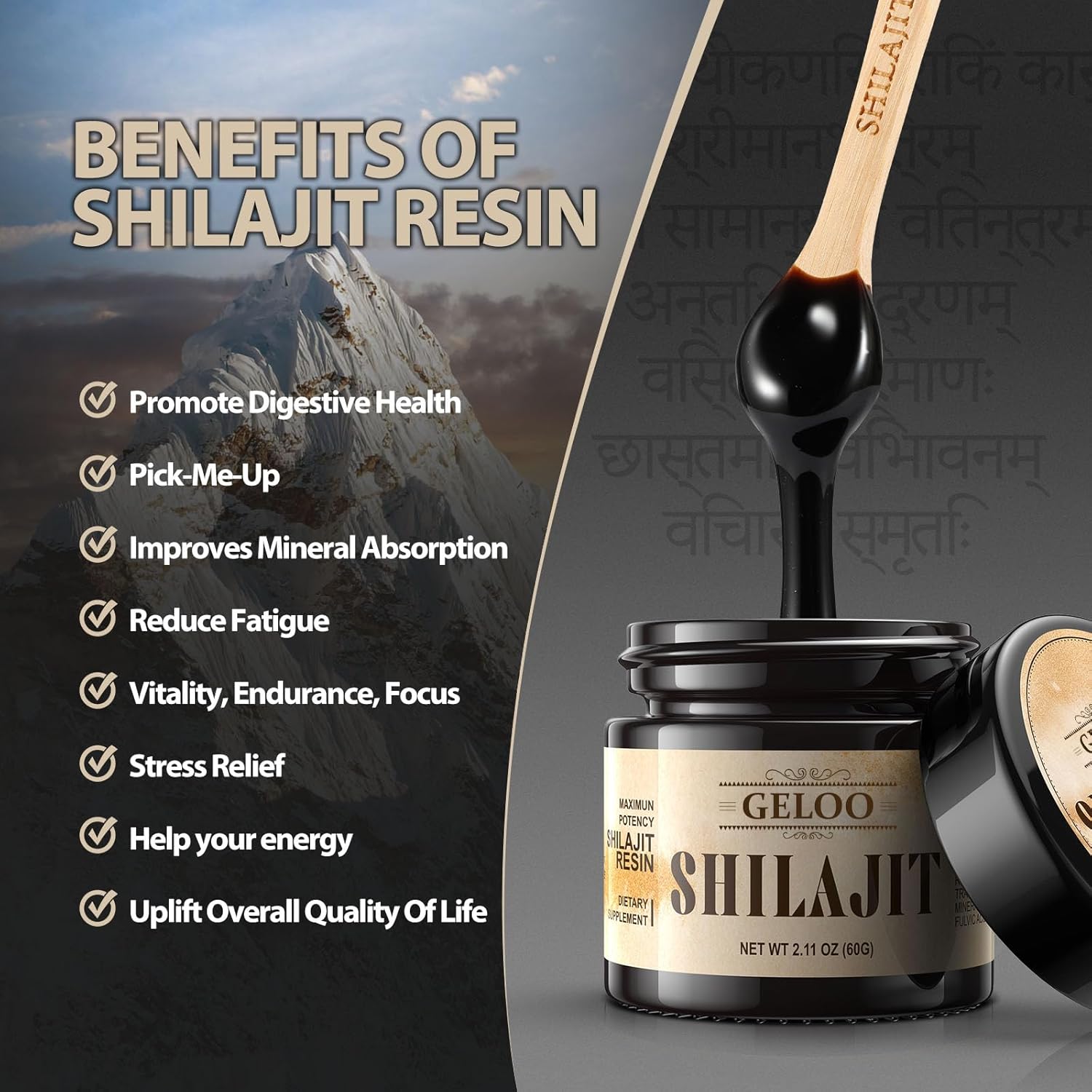 Organic Pure Himalayan Shilajit Resin 240g - Gold Grade Supplement with 85+ Trace Minerals & Fulvic Acid for Energy & Immunity - Geloo Shilajit