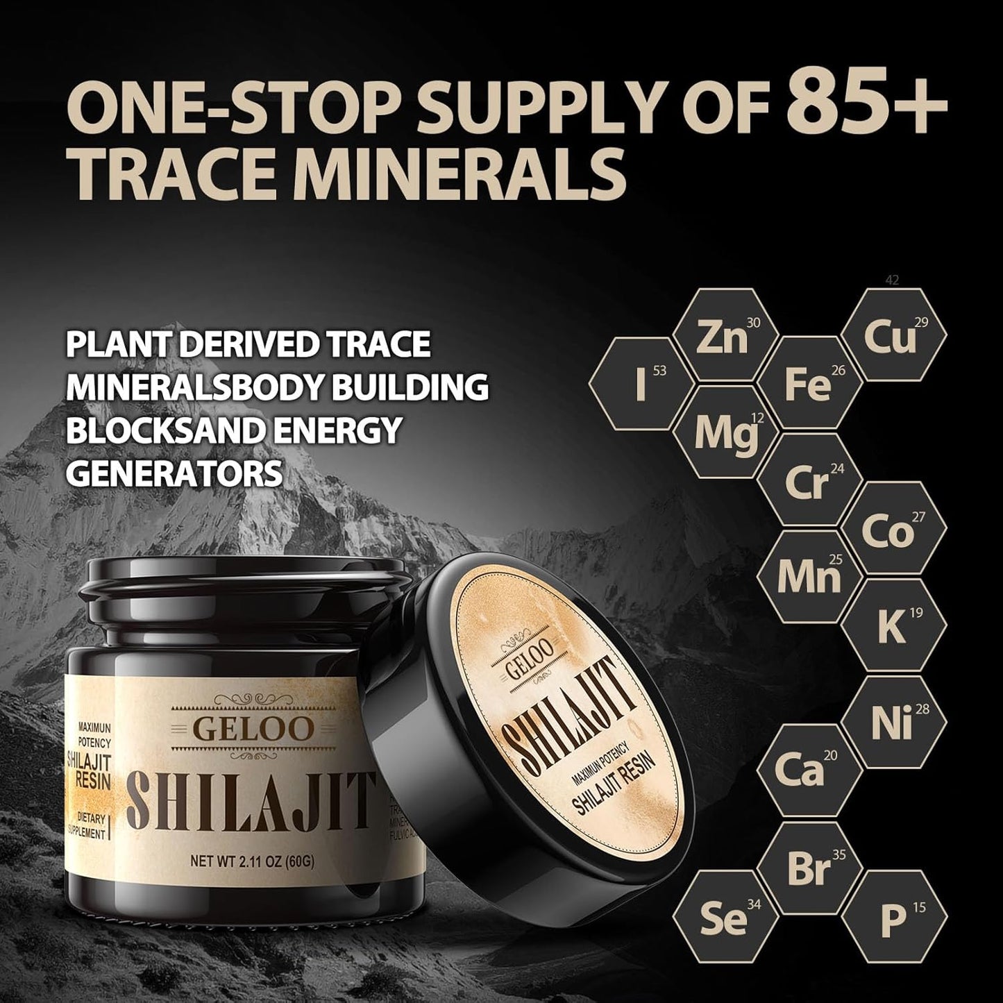 Organic Pure Himalayan Shilajit Resin 240g - Gold Grade Supplement with 85+ Trace Minerals & Fulvic Acid for Energy & Immunity - Geloo Shilajit