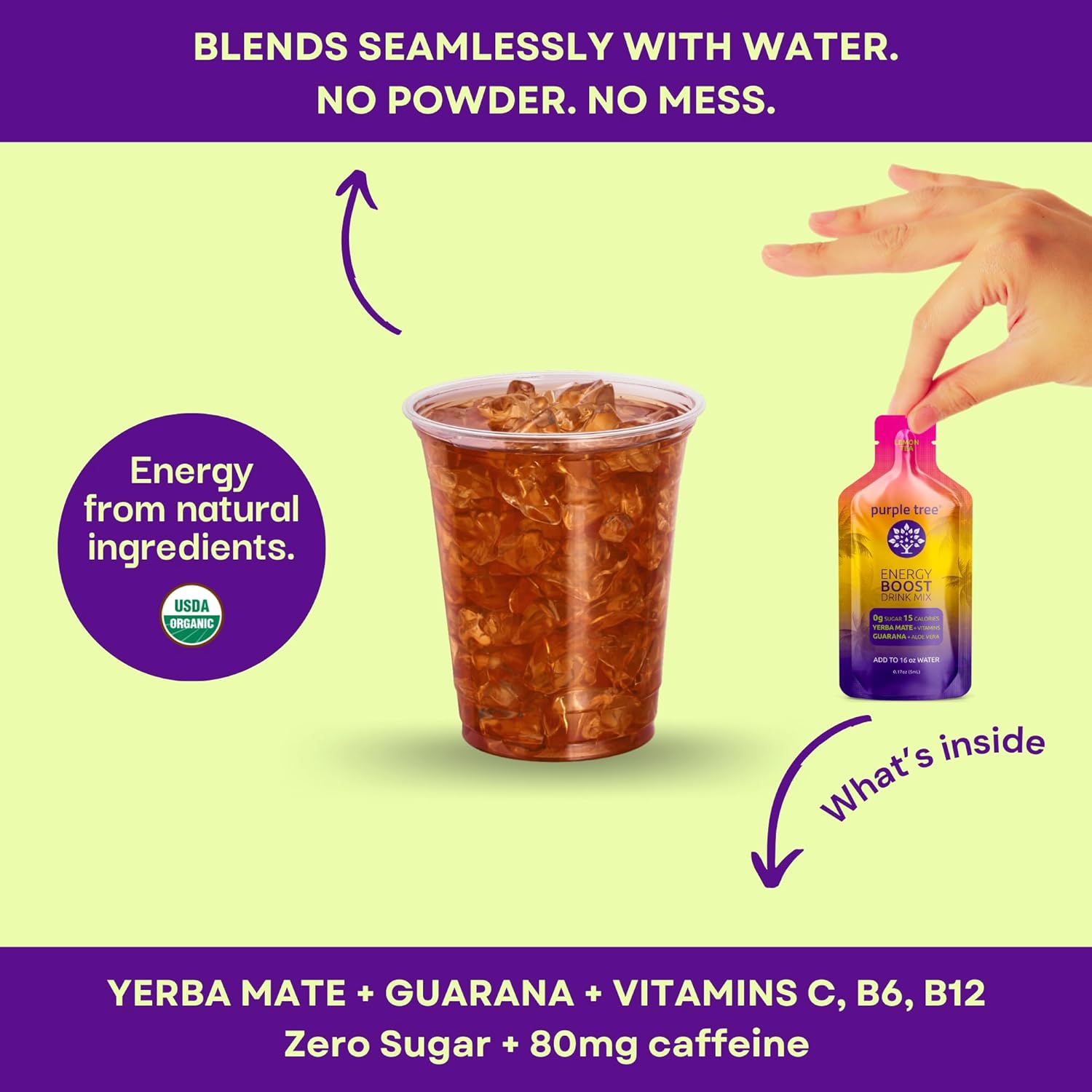 Organic Purple Tree Post-Celebration Energy Boost & Hydration Combo - 60ct Bottle + 12 Water Packets