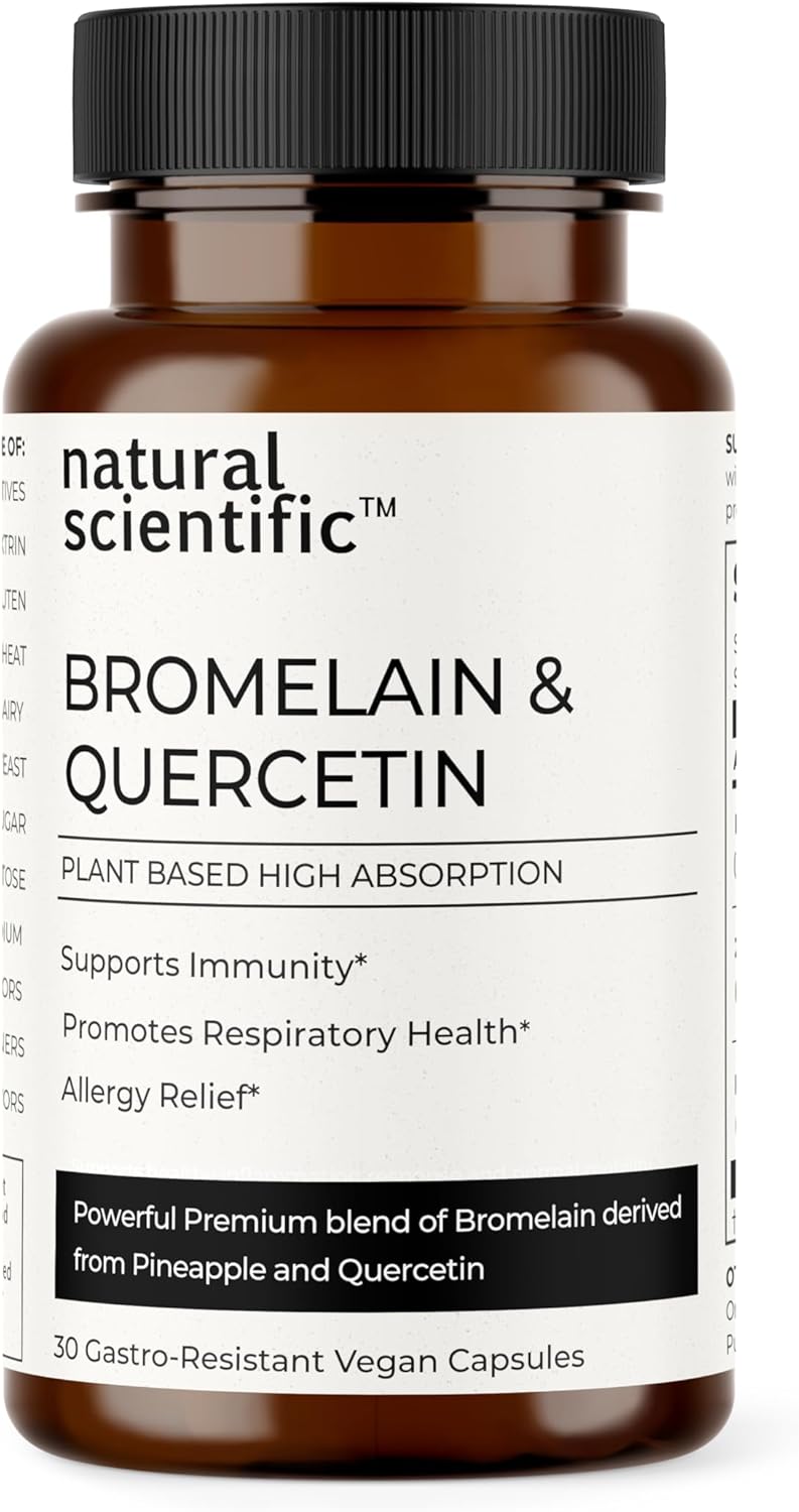Organic Quercetin with Bromelain Capsules - Vegan, Non-GMO, Gluten-Free Supplement - Pineapple & Sophora Japonica - 30 Capsules