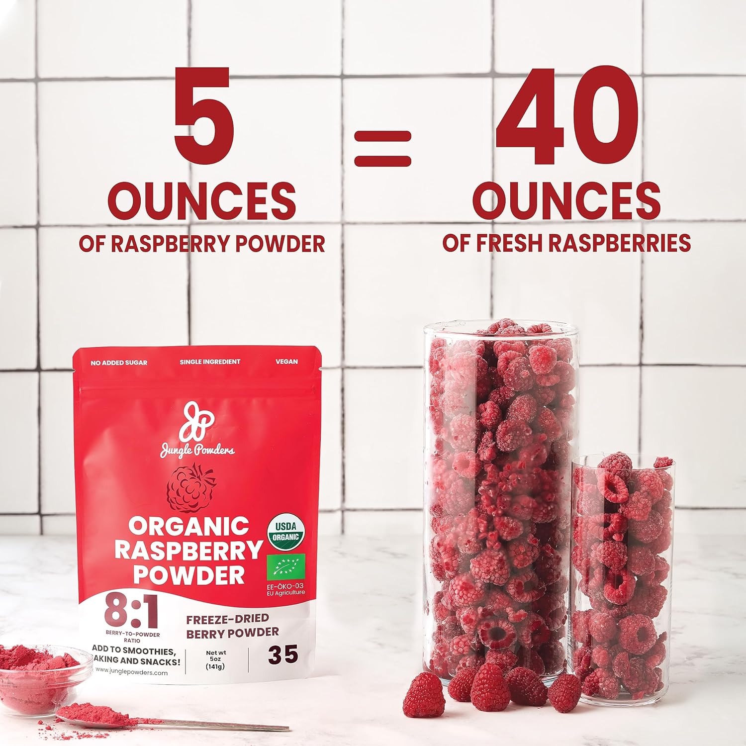 Organic Raspberry and Raw Shilajit Superfood Bundle for Men's Energy and Immune Boost - 5oz Each, USDA Certified, Ideal for Baking and Smoothies