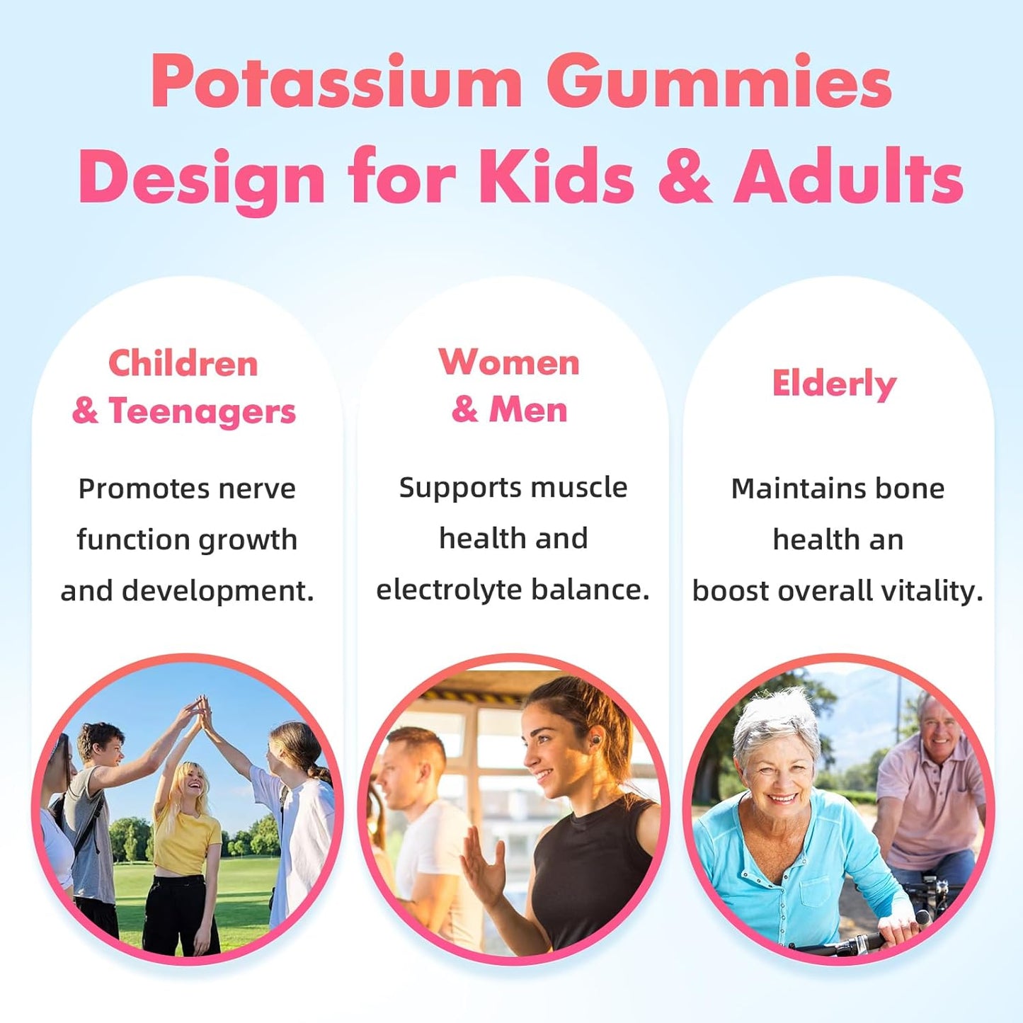 Organic Raspberry Flavored Potassium Gummies 1000mg for Adults - Supports Leg Cramps & Muscle Health - 120 Count
