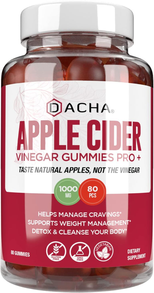 Organic Raw Apple Cider Vinegar Gummies - 80 Count, 1000mg with Mother, Immune Support, Detox, Heartburn Relief, Pomegranate Beet Root, Vitamin B9 B12 - Non-Sticky Formula for Fitness