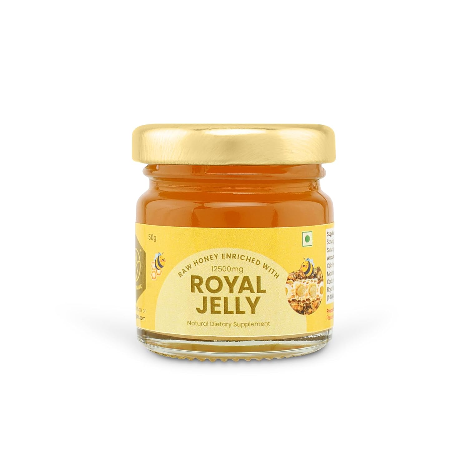 Organic Raw Honey with Royal Jelly Supplement - 50g for Energy, Immunity, Hormonal Balance & Skin - Natural Nutrient Boost