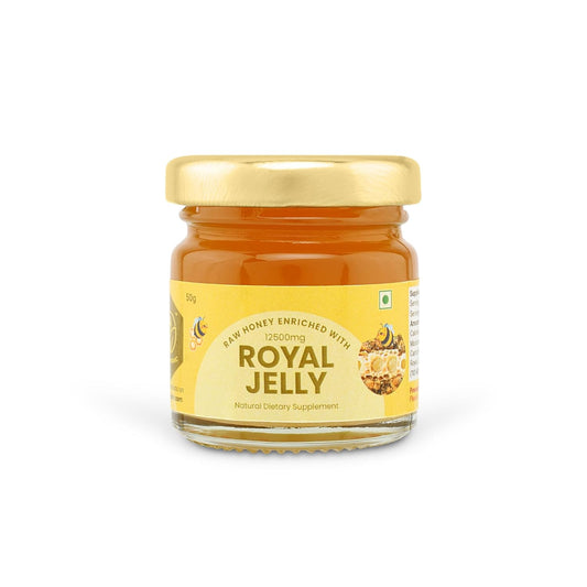 Organic Raw Honey with Royal Jelly Supplement - 50g for Energy, Immunity, Hormonal Balance & Skin - Natural Nutrient Boost