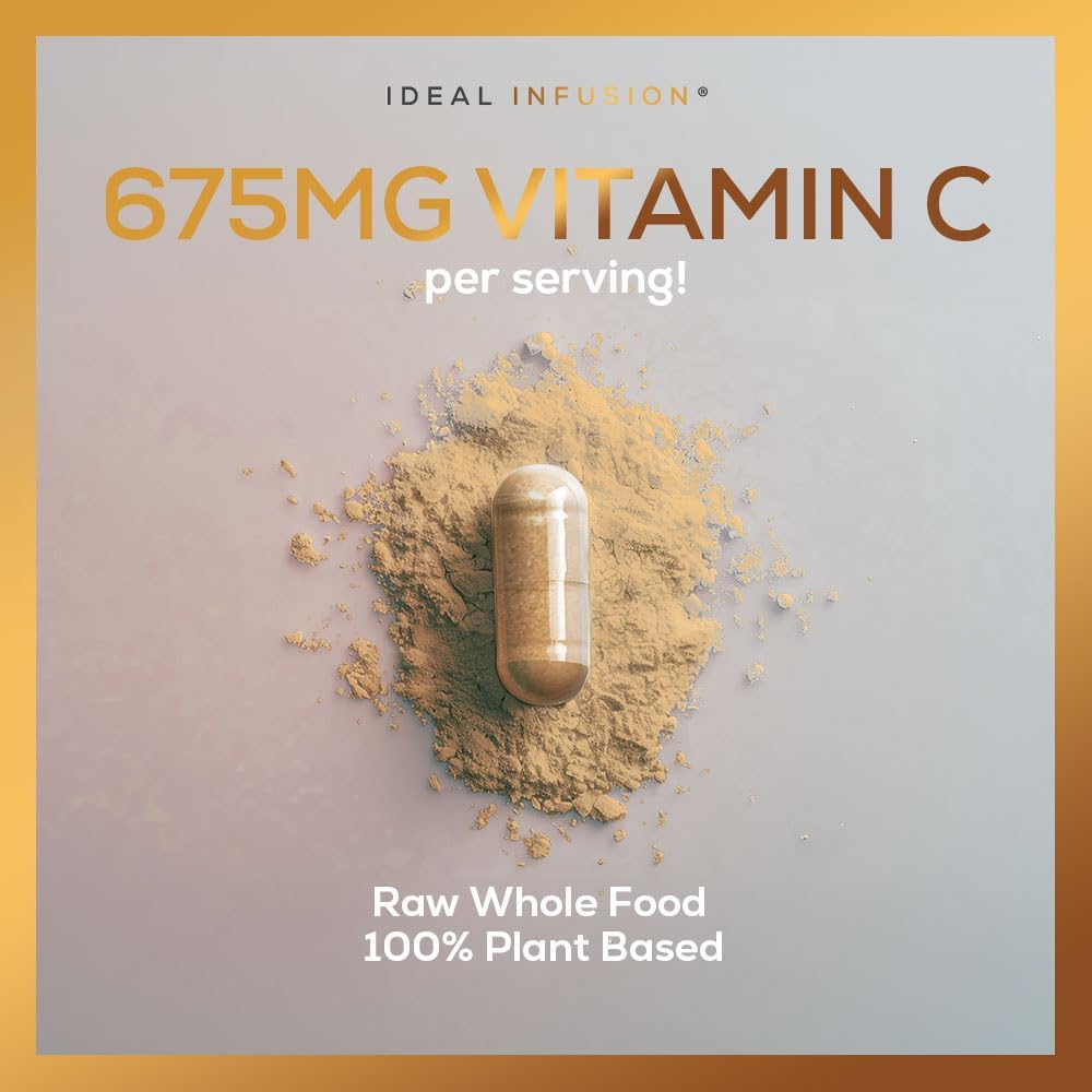 Organic Raw Whole Food Vitamin C Complex with Bioflavanoids - 60 Servings - No Synthetic Ascorbic Acid - Made from Organic Oranges and Acerola Cherries