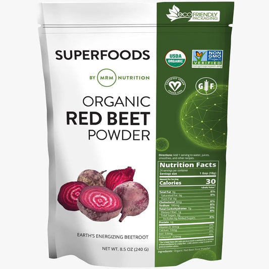 Organic Red Beet Powder by MRM Nutrition: Superfood for Energy, Cardiovascular Health, Nutrient Density | Gluten-Free, Vegan | 24 Servings
