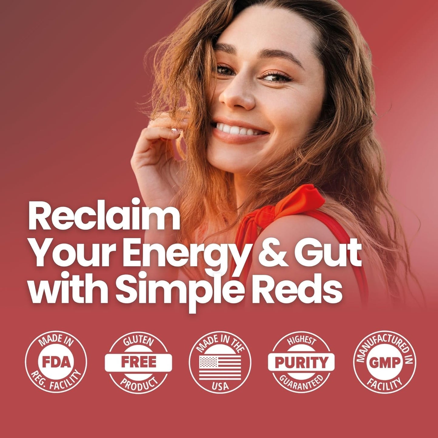 Organic Red Polyphenols Fruit Powder - Five Real Red Whole Fruits - 30 Servings