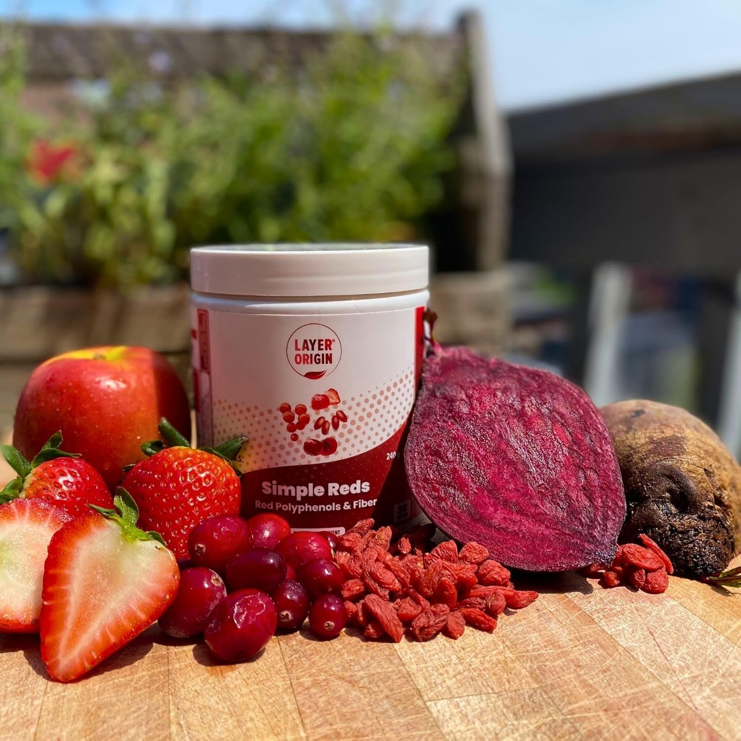 Organic Red Polyphenols Fruit Powder - Five Real Red Whole Fruits - 30 Servings
