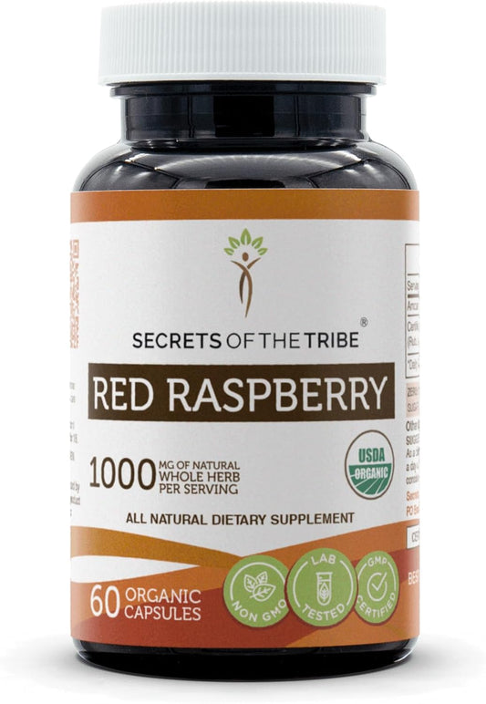 Organic Red Raspberry Capsules - 60 Ct | Vegetarian Capsules with USDA Organic Red Raspberry Leaf