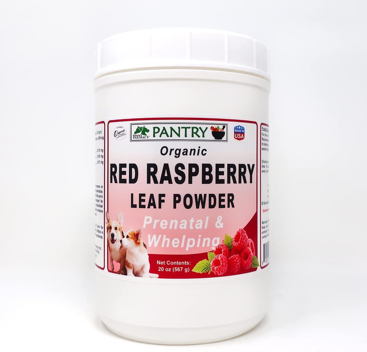 Organic Red Raspberry Leaf Powder for Dogs and Cats - Natural Remedy for Whelping Issues and False Pregnancy Prevention (20 oz)