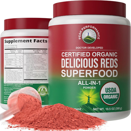 Organic Reds Superfood Powder with 25+ All Natural Ingredients for Peak Performance and Energy Boost