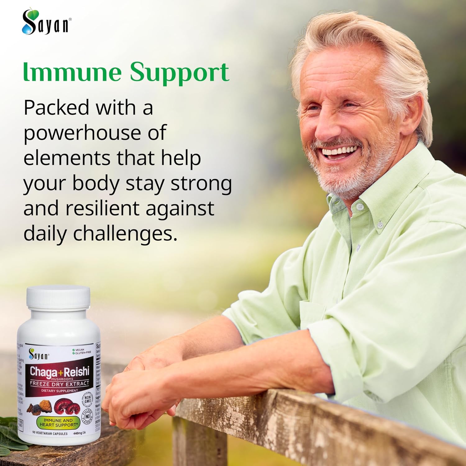 Organic Reishi and Siberian Chaga Mushroom Extract Capsules - Immune System Support and Energy Boost - Wild-Harvested Antioxidant Blend - 90 Capsules