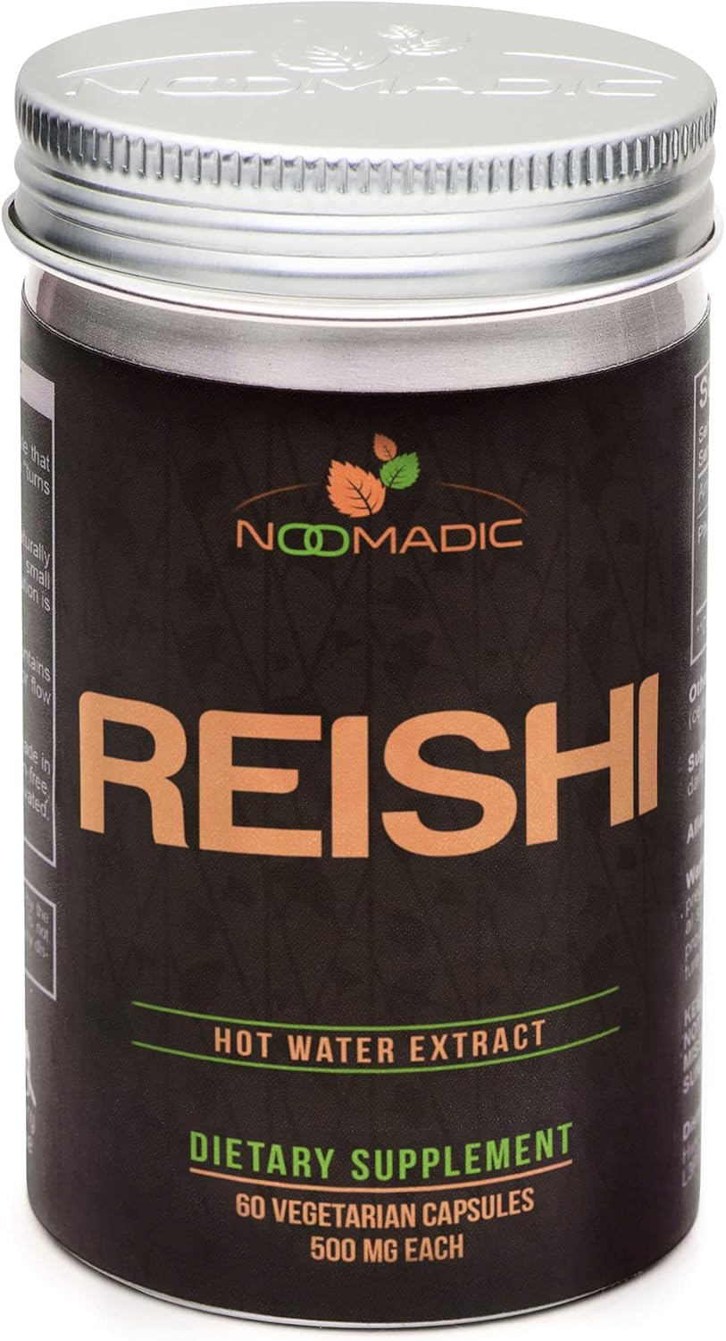 Organic Reishi Mushroom Capsules for General Wellness & Longevity, 60 Capsules, 500mg, Hot Water Extract, 30% Beta-D-Glucans