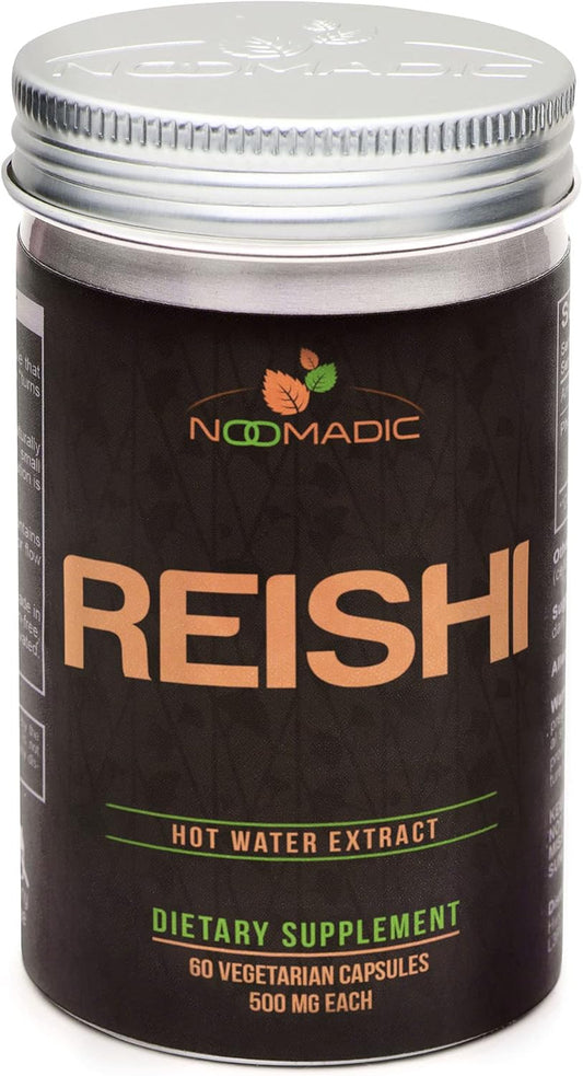 Organic Reishi Mushroom Capsules for General Wellness & Longevity, 60 Capsules, 500mg, Hot Water Extract, 30% Beta-D-Glucans