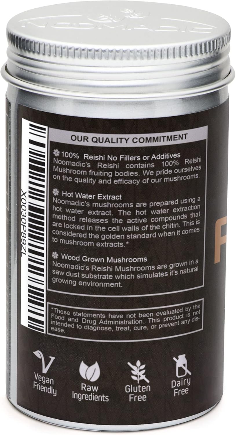 Organic Reishi Mushroom Capsules for General Wellness & Longevity, 60 Capsules, 500mg, Hot Water Extract, 30% Beta-D-Glucans