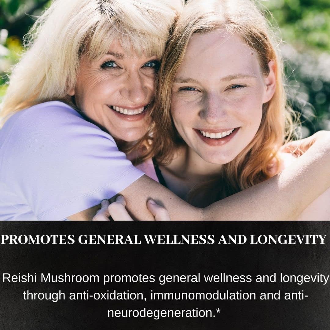 Organic Reishi Mushroom Capsules for General Wellness & Longevity, 60 Capsules, 500mg, Hot Water Extract, 30% Beta-D-Glucans