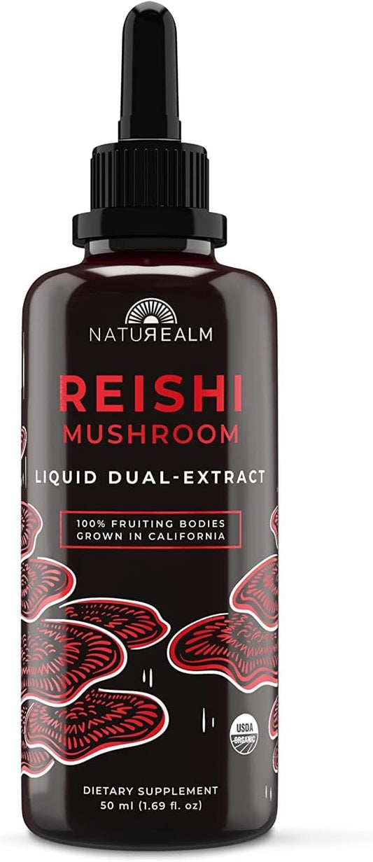 Organic Reishi Mushroom Liquid Supplement - Supports Calmness, Immune Health, and Better Sleep - Vegan & Non-GMO - 1 Month Supply