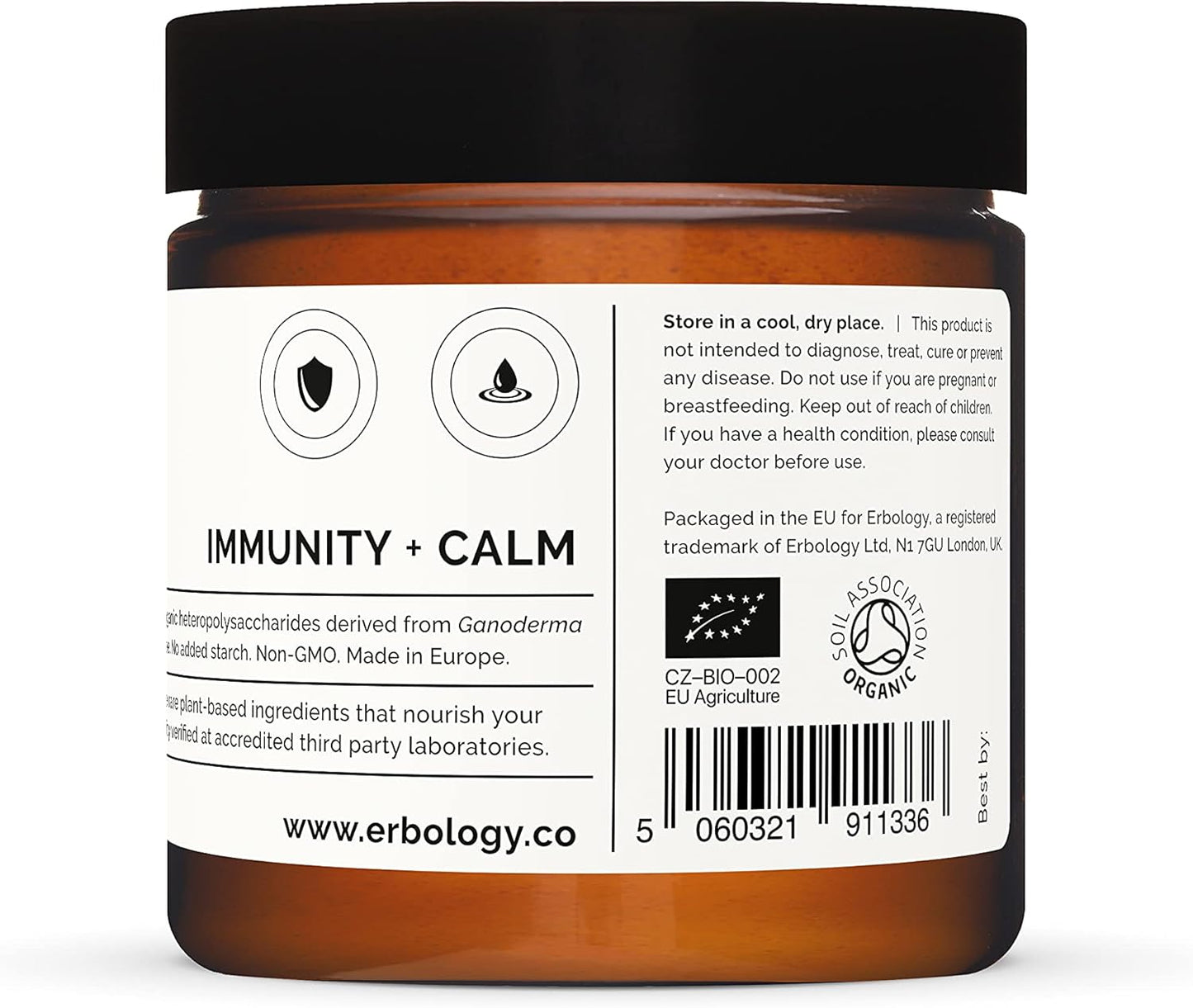 Organic Reishi Mushroom Powder - 50 Servings - 21% Beta-glucans - Immunity Support - Ganoderma Lucidum - Small Batch - Sustainably Grown in Europe - Vegan - Non-GMO - No Fillers