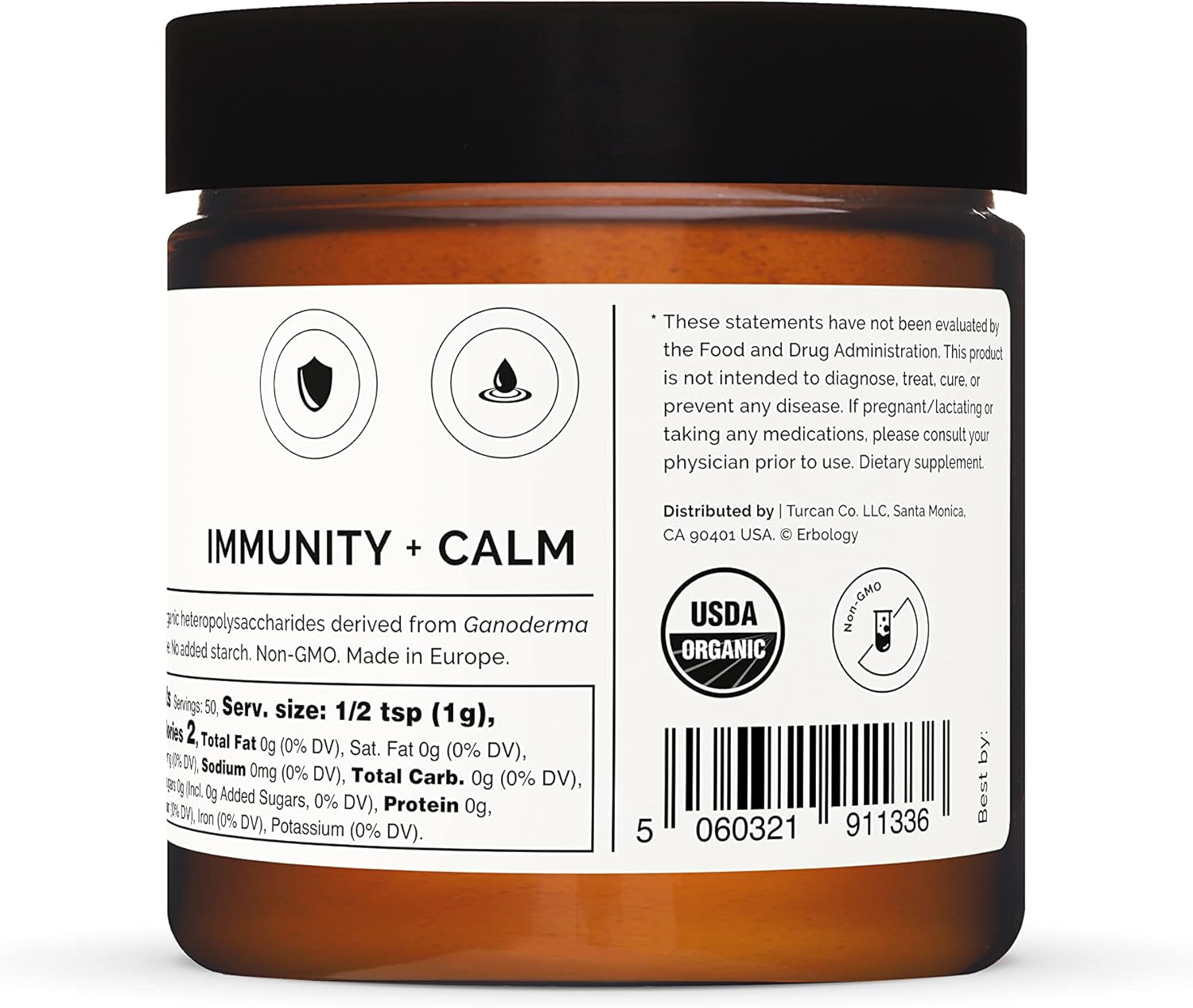 Organic Reishi Mushroom Powder - 50 Servings - 21% Beta-glucans - Immunity Support - Ganoderma Lucidum - Small Batch - Sustainably Grown in Europe - Vegan - Non-GMO - No Fillers