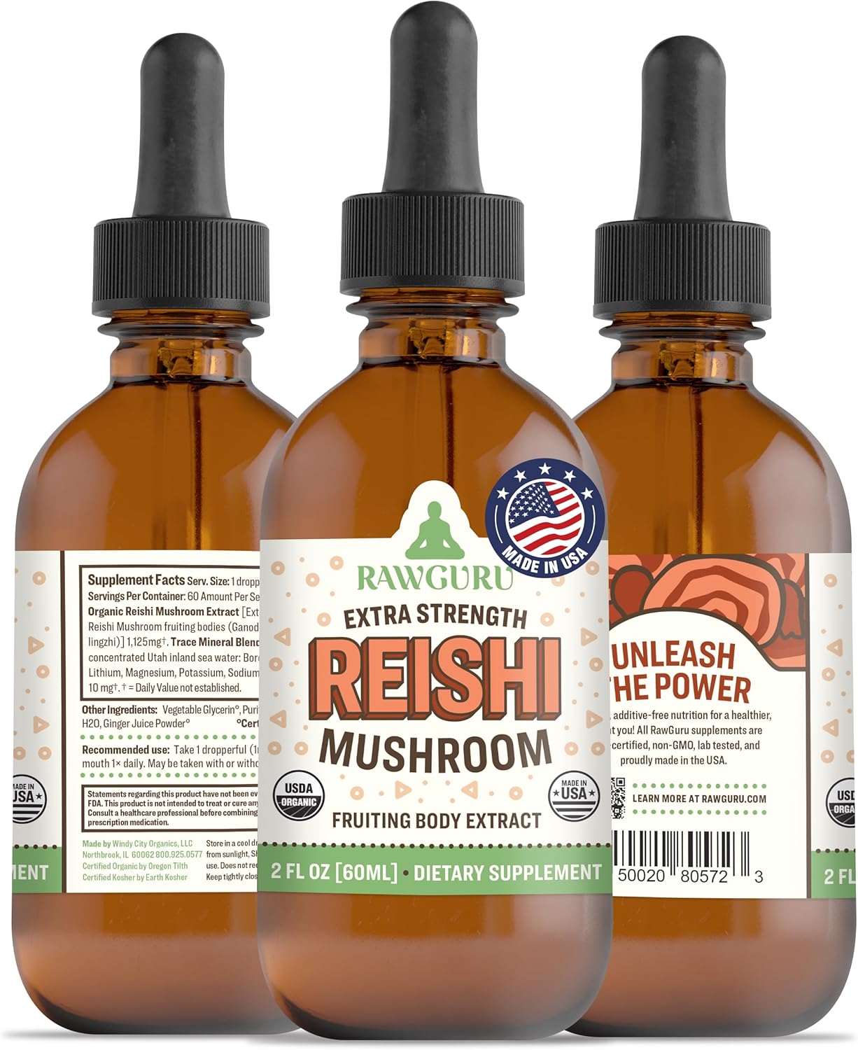 Organic Reishi Mushroom Tincture with Nano-Processed Cognitive & Immune Support - Vegan Drops - 60 Servings