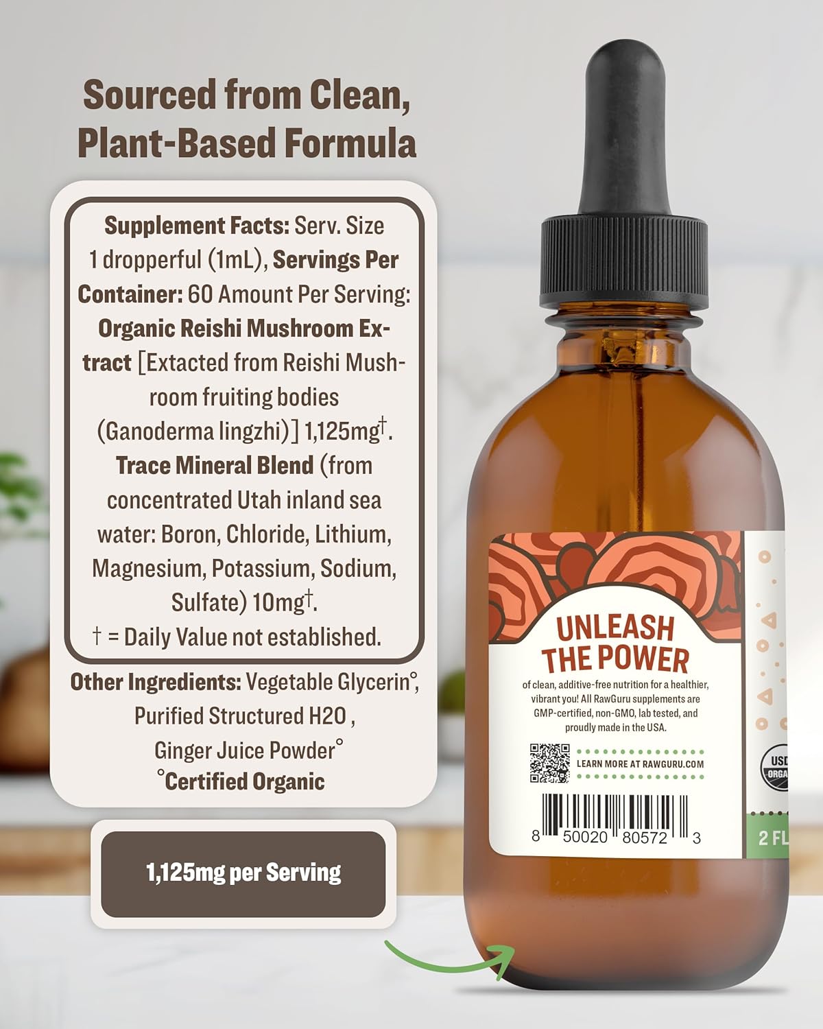 Organic Reishi Mushroom Tincture with Nano-Processed Cognitive & Immune Support - Vegan Drops - 60 Servings