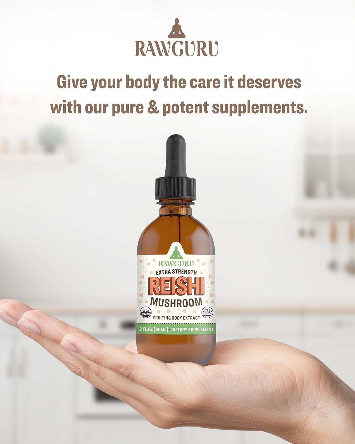 Organic Reishi Mushroom Tincture with Nano-Processed Cognitive & Immune Support - Vegan Drops - 60 Servings