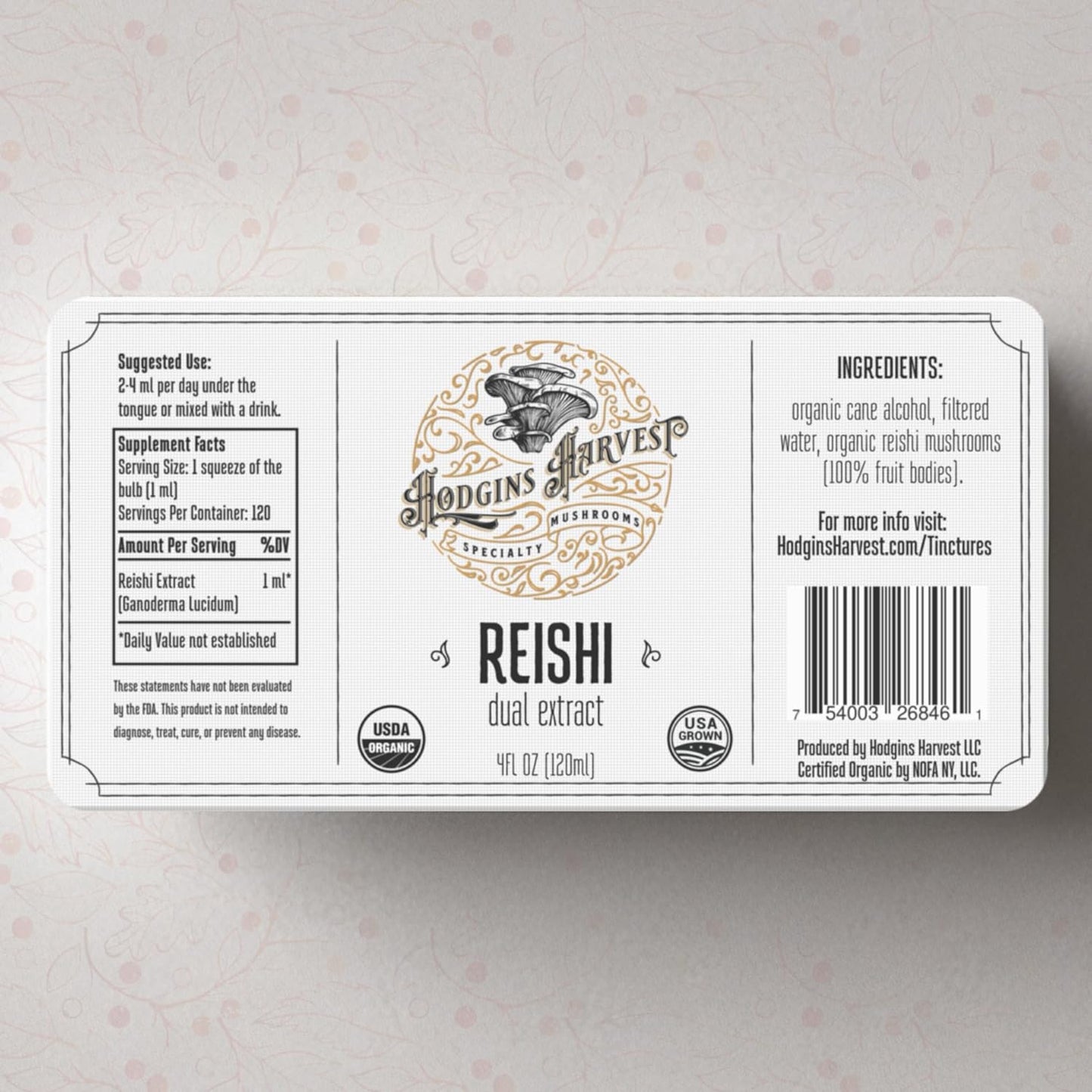 Organic Reishi Tincture | Dual Extract from USA-Grown Mushrooms | Extra-Concentrated 4 fl oz Bottle by Hodgins Harvest