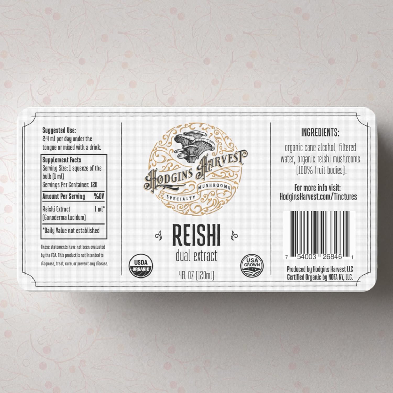 Organic Reishi Tincture | Dual Extract from USA-Grown Mushrooms | Extra-Concentrated 4 fl oz Bottle by Hodgins Harvest