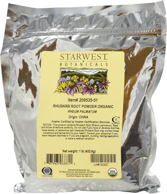 Organic Rhubarb Root Powder - 1 Pound by Starwest Botanicals