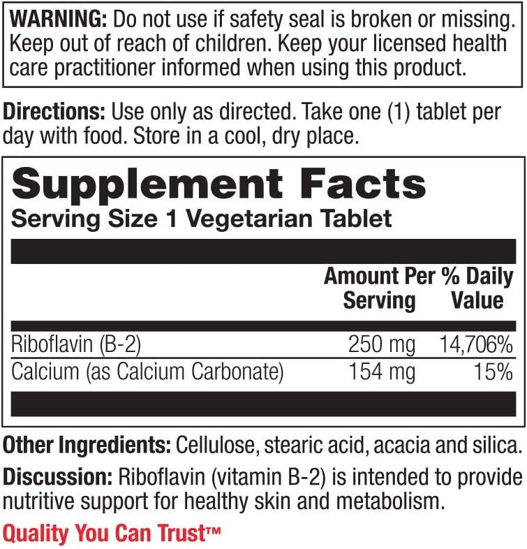 Organic Riboflavin Supplement for Skin, Hair, Nails & Metabolism - 500 VegCaps, Non-GMO - Pack of 2