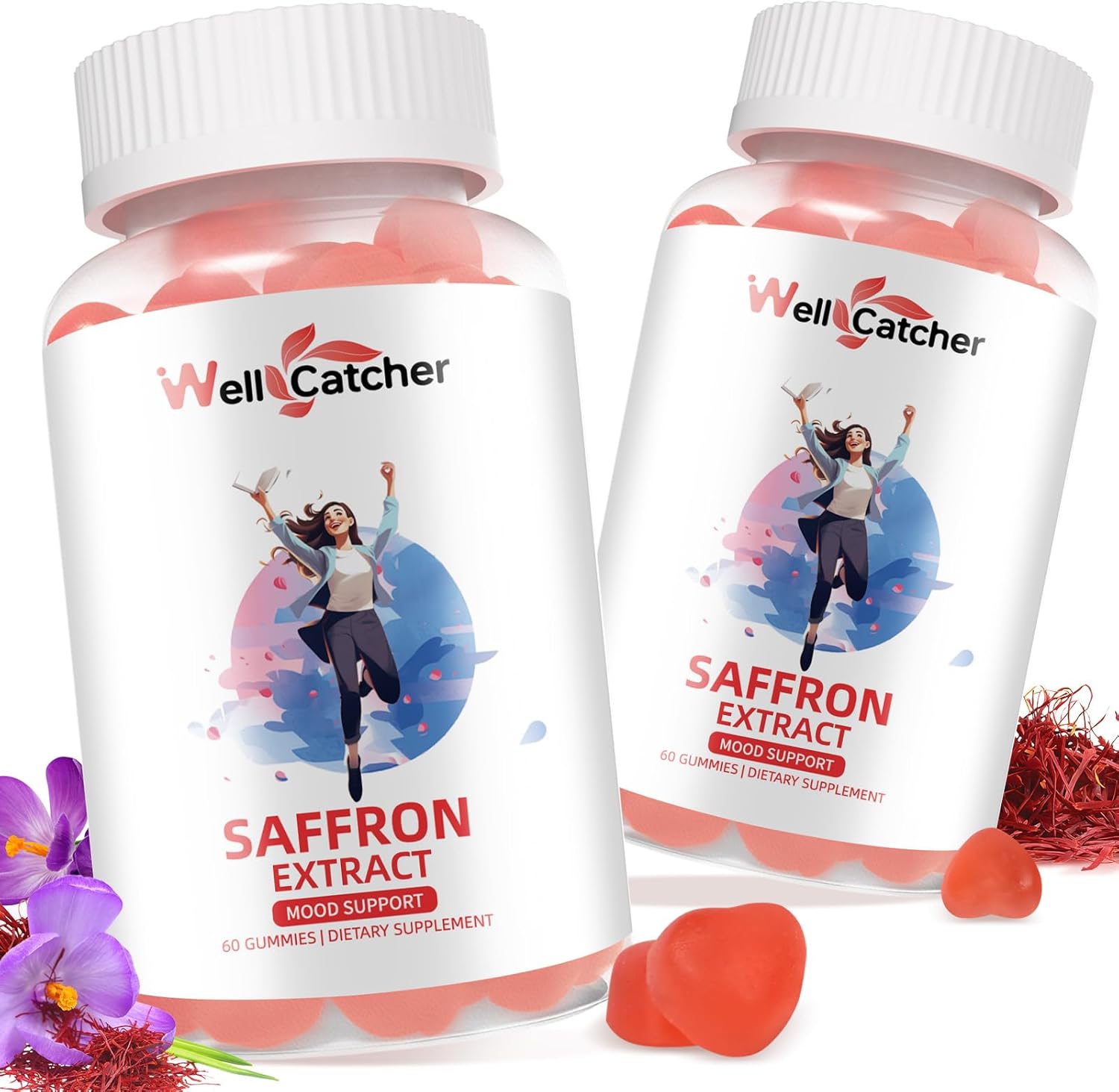 Organic Saffron Gummies for Mood Balance & Sleep Support - Sugar-Free Supplement with Vitamins - Non GMO Strawberry Flavor - 30 Day Supply for Adults & Kids