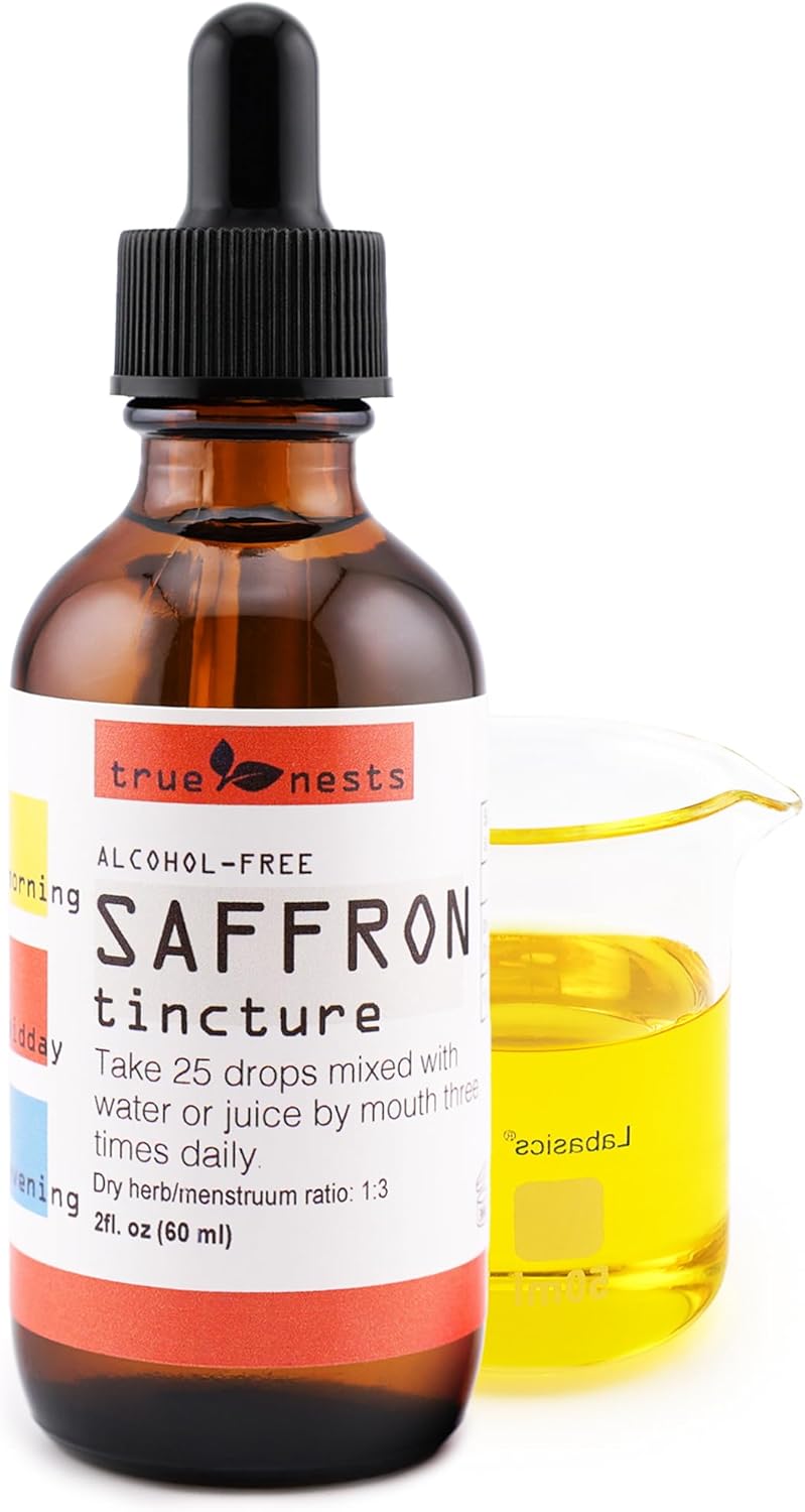 Organic Saffron Tincture 2oz - Pure Extract Drops - Premium Crocus Liquid Supplement - Vegan, Non-GMO
