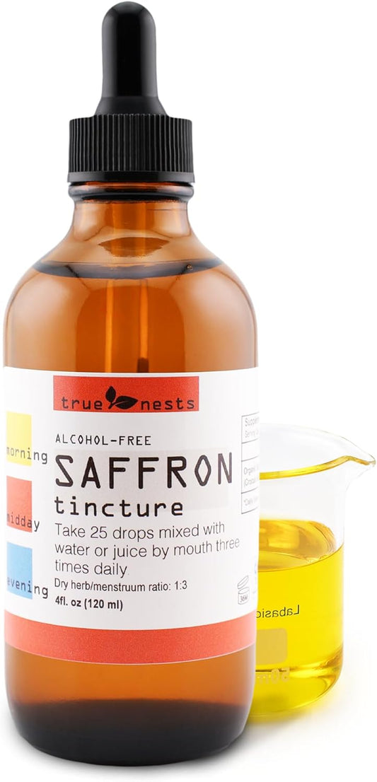Organic Saffron Tincture Drops - Premium Crocus Extract Supplement - Vegan, Non-GMO - Pure Saffron Liquid Extract 4oz