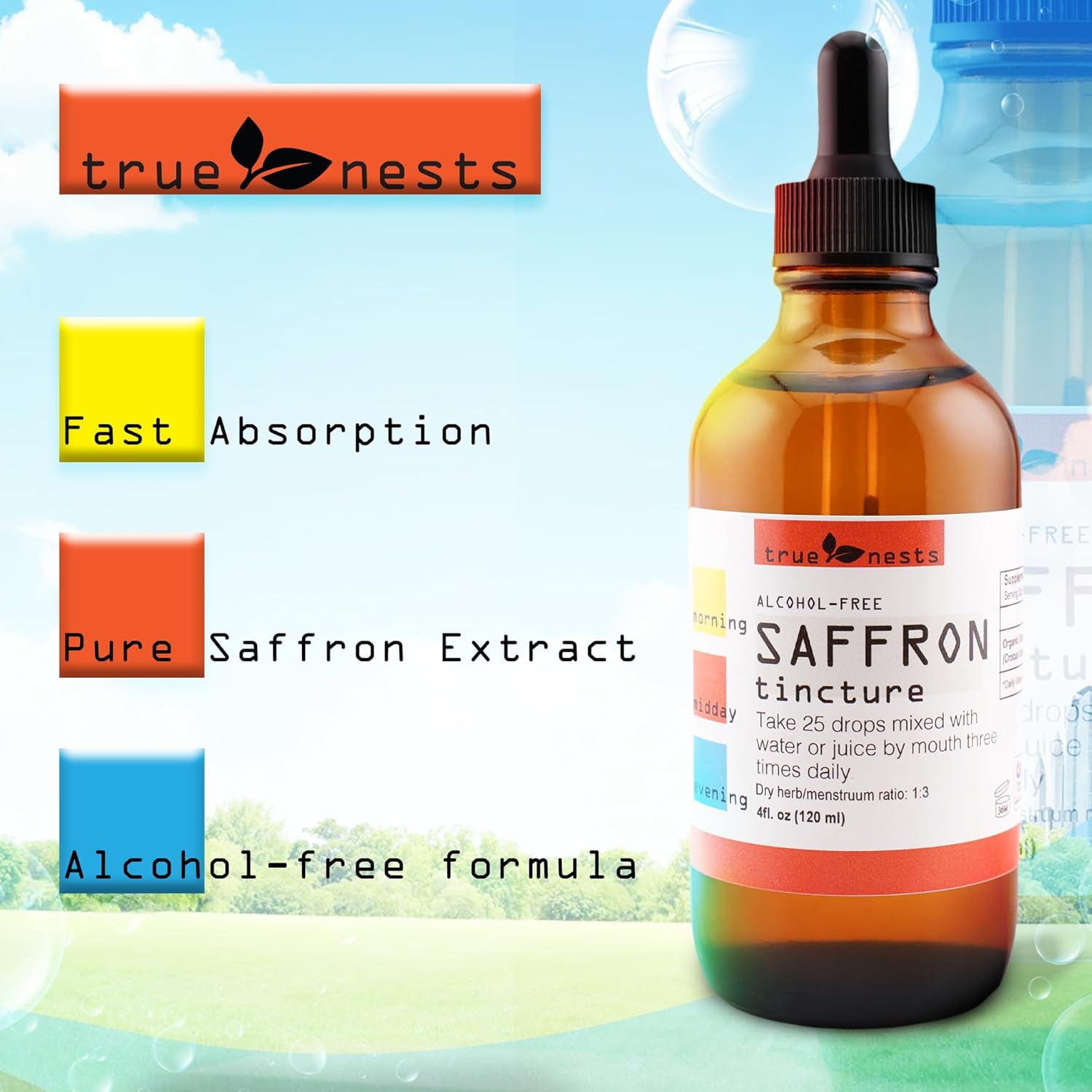 Organic Saffron Tincture Drops - Premium Crocus Extract Supplement - Vegan, Non-GMO - Pure Saffron Liquid Extract 4oz