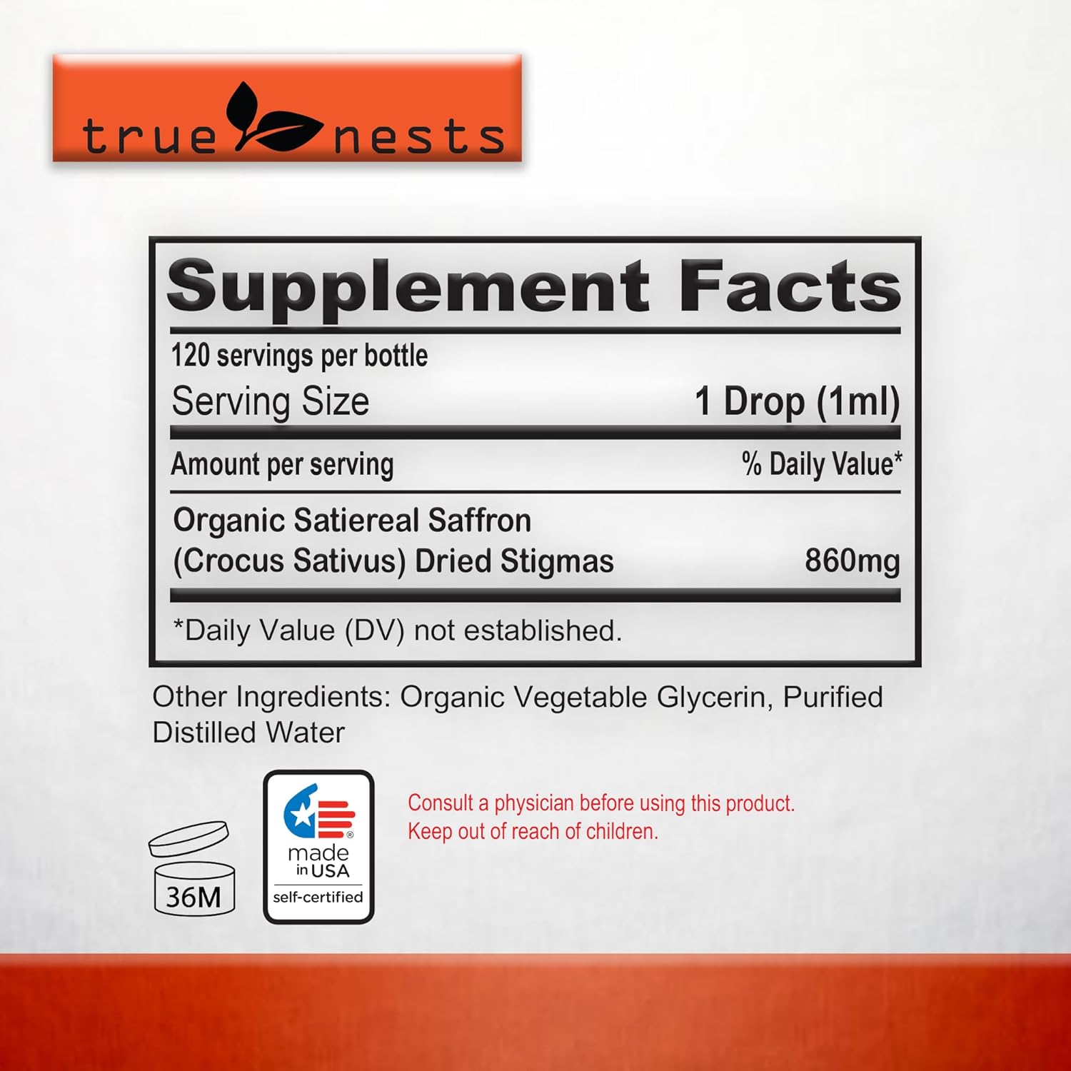 Organic Saffron Tincture Drops - Premium Crocus Extract Supplement - Vegan, Non-GMO - Pure Saffron Liquid Extract 4oz