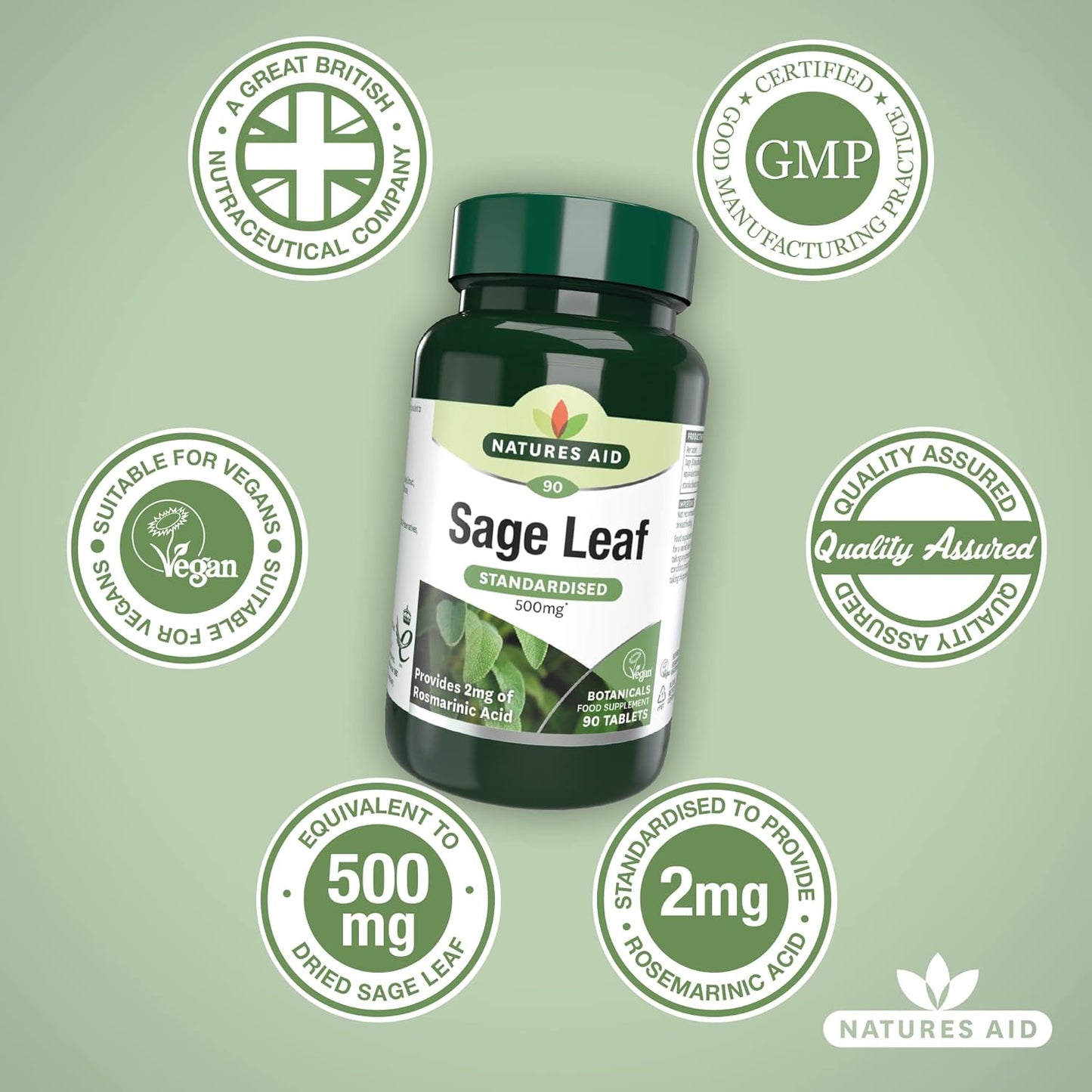 Organic Sage Leaf Supplement - 500mg for Immune Support & Digestive Health