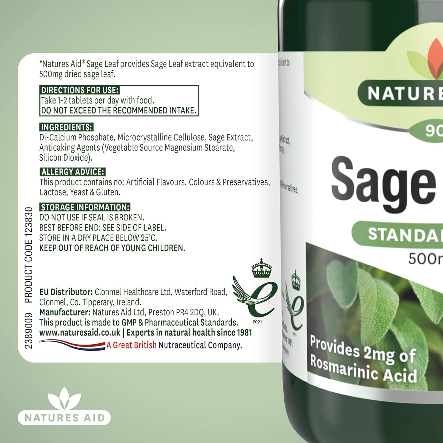 Organic Sage Leaf Supplement - 500mg for Immune Support & Digestive Health