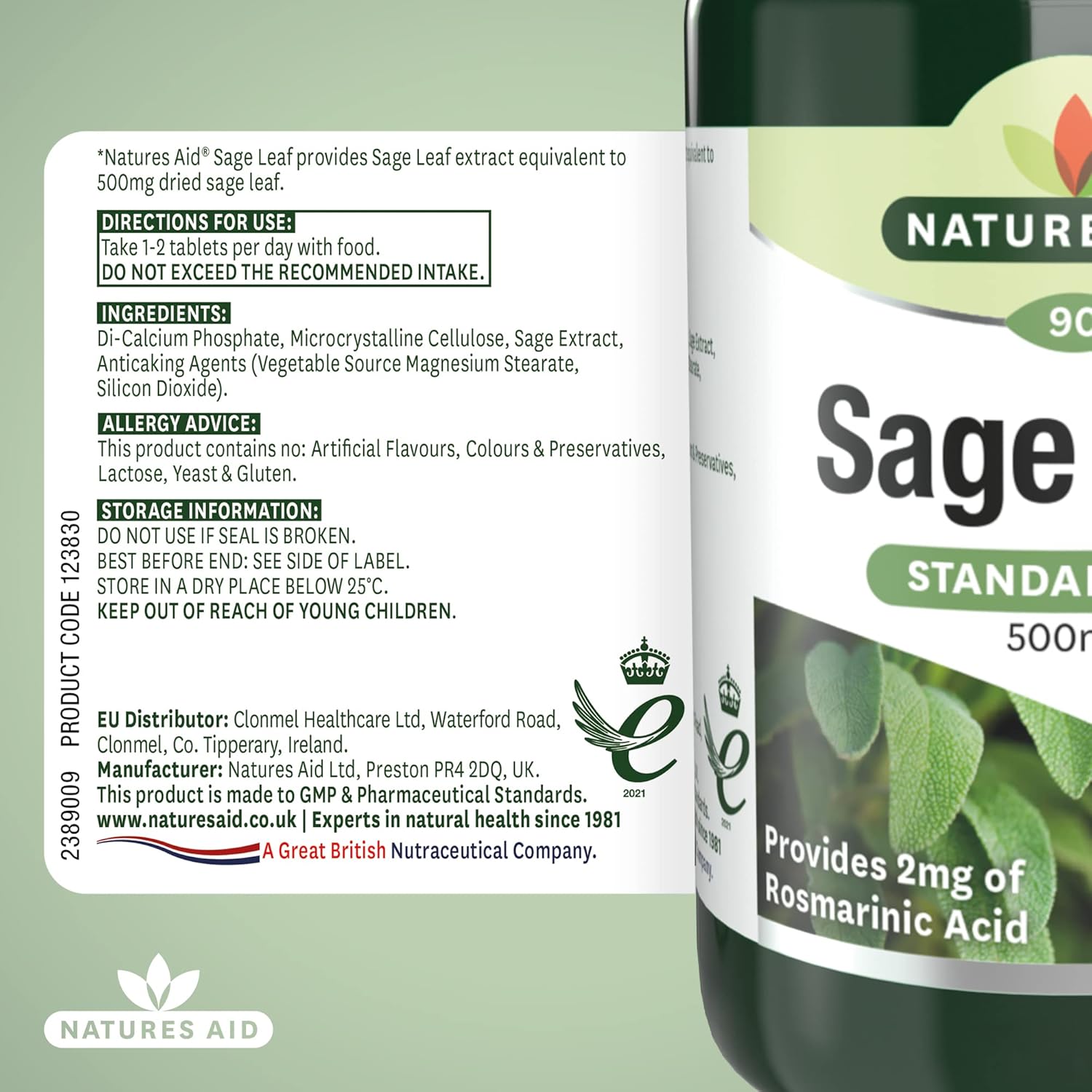 Organic Sage Leaf Supplement - 500mg for Immune Support & Digestive Health
